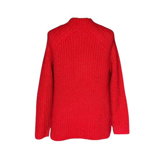 BODEN Isabella Vibrant Bold Red Chunky Knit Pullover Mock Neck Sweater Women's S - Picture 4 of 7